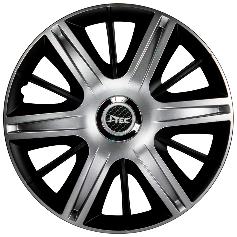 Jeu d'enjoliveurs J-Tec Maximus 16-inch argent/noir + anneau chromé