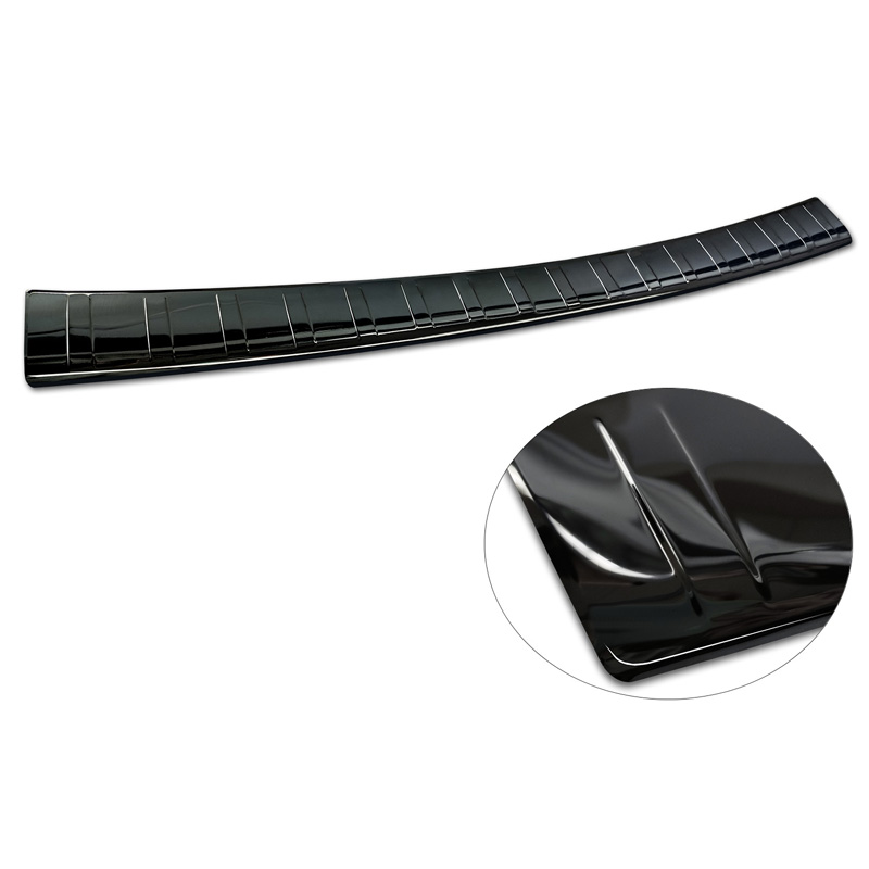 Protection de seuil arrière inox Noir-Chromé sur mesure pour Mercedes Classe-E Estate S213 2016- (incl. E53 AMG) 'Ribs'