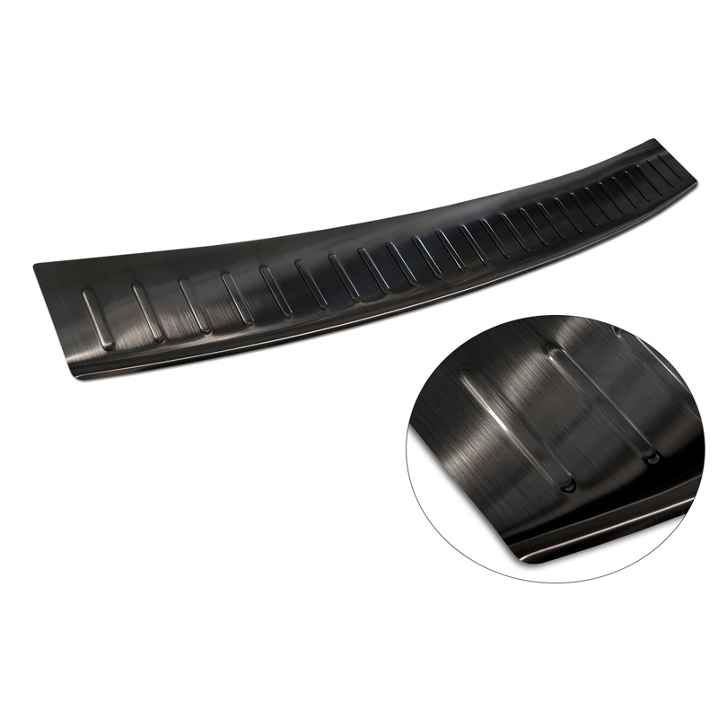 Protection de seuil arrière inox Noir sur mesure pour Skoda Yeti 4x4 Outdoor version/Adventure 2013-2015 & Facelift 2015-2017 'Ribs'
