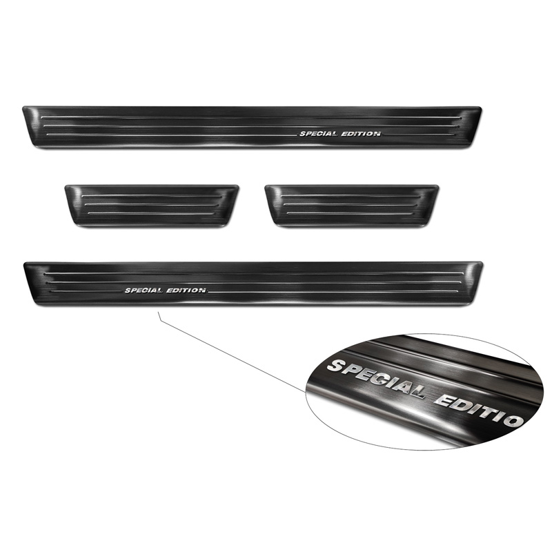 Seuils de portes inoxydable noir sur mesure pour Skoda Fabia IV Hatchback 2021- 'Special Edition' - 4-pièces
