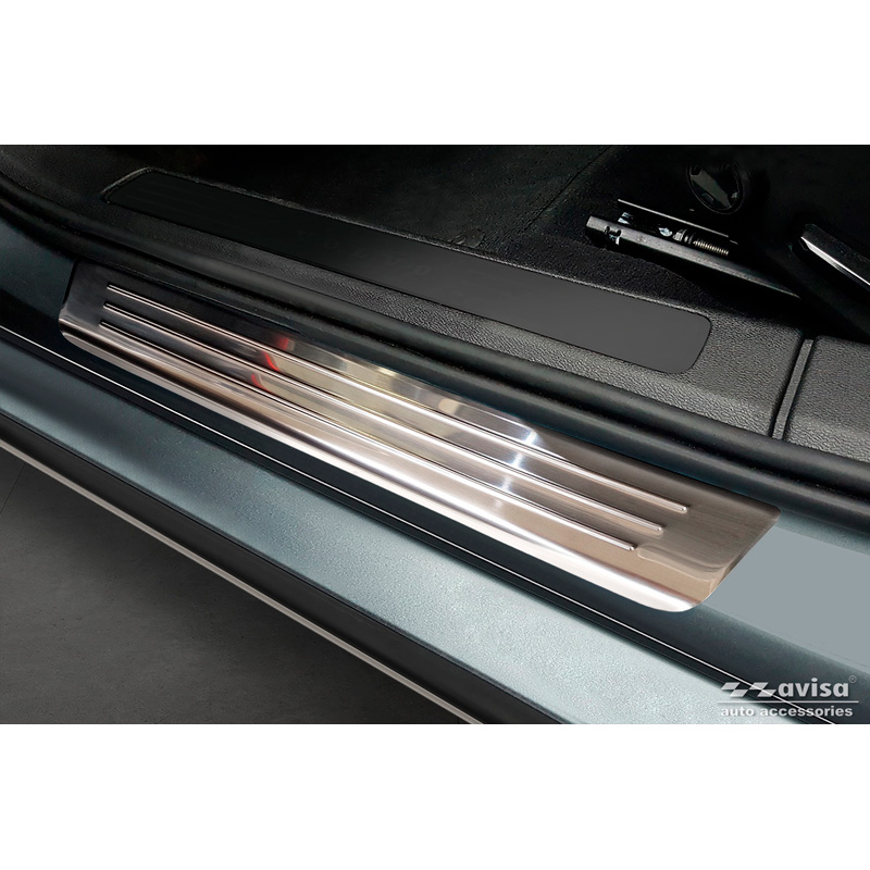 Seuils de portes inoxydable sur mesure pour Volvo S60 III & V60 II 2018- - 'Lines' - 4-pièces