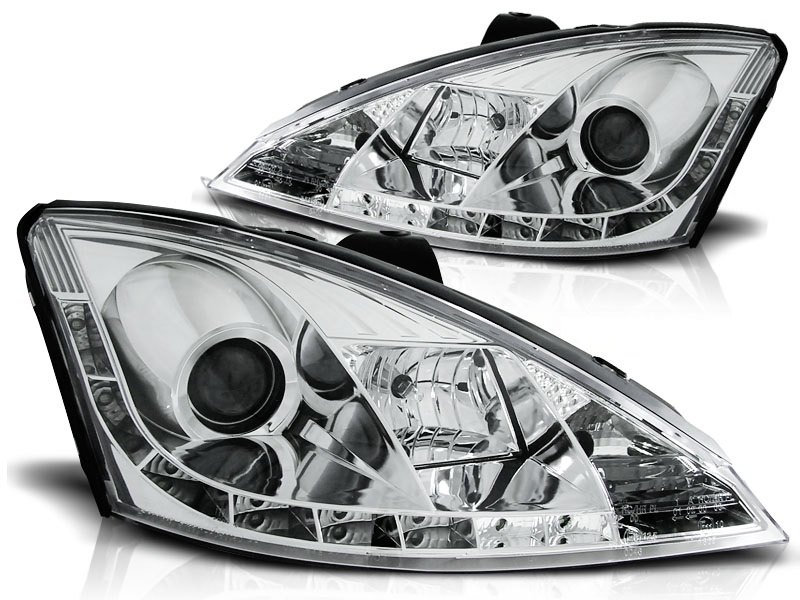 Headlights Ford Focus 98-01 Devil Eyes Dlite LED Chrome