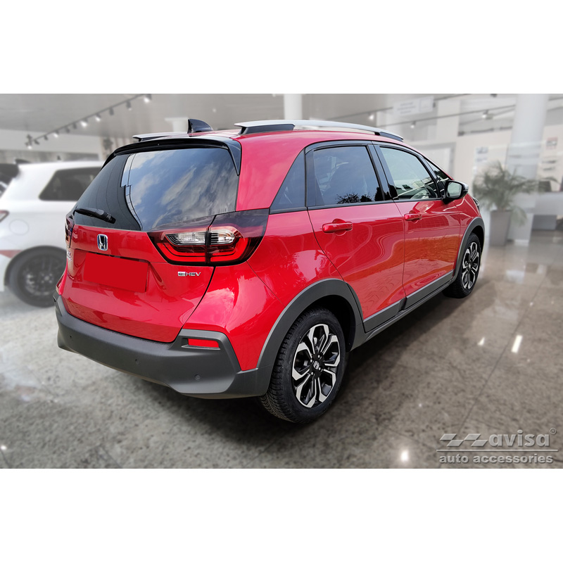 Seuils de portes inoxydable noir sur mesure pour Honda Jazz Crosstar 2020- 'Lines' - 4-pièces
