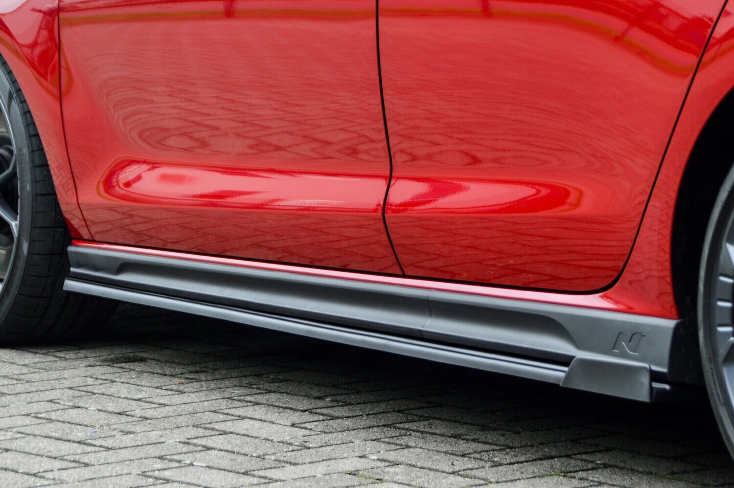 Zijskirts met vleugel achterkant Hyundai I30N Facelift