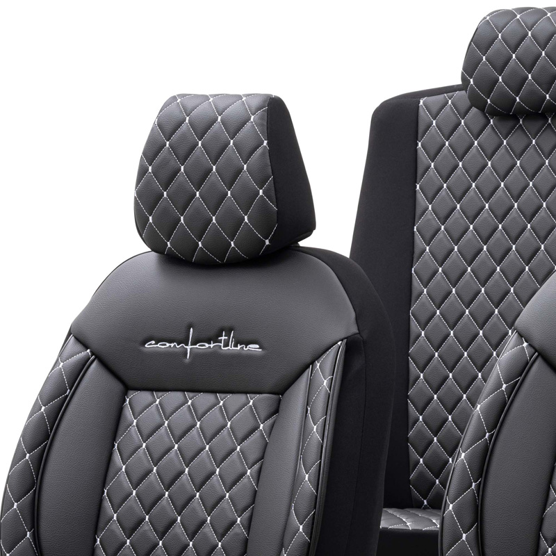 Housse de sièges universel en cuir/textile 'Comfortline VIP' Noir/Gris - 11-pièces - adapté aux Side-Airbags