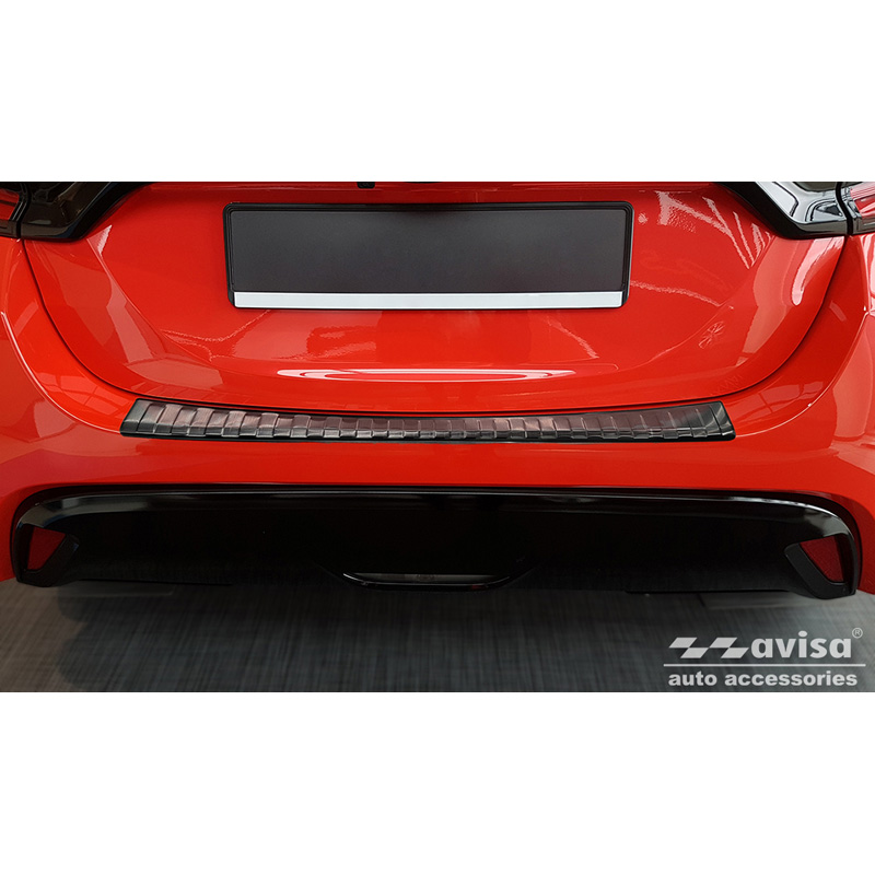 Protection de seuil arrière inox noir sur mesure pour Toyota Yaris IV Hatchback 5-portes 2020-2024 & Facelift 2024- excl. GR 'Ribs'