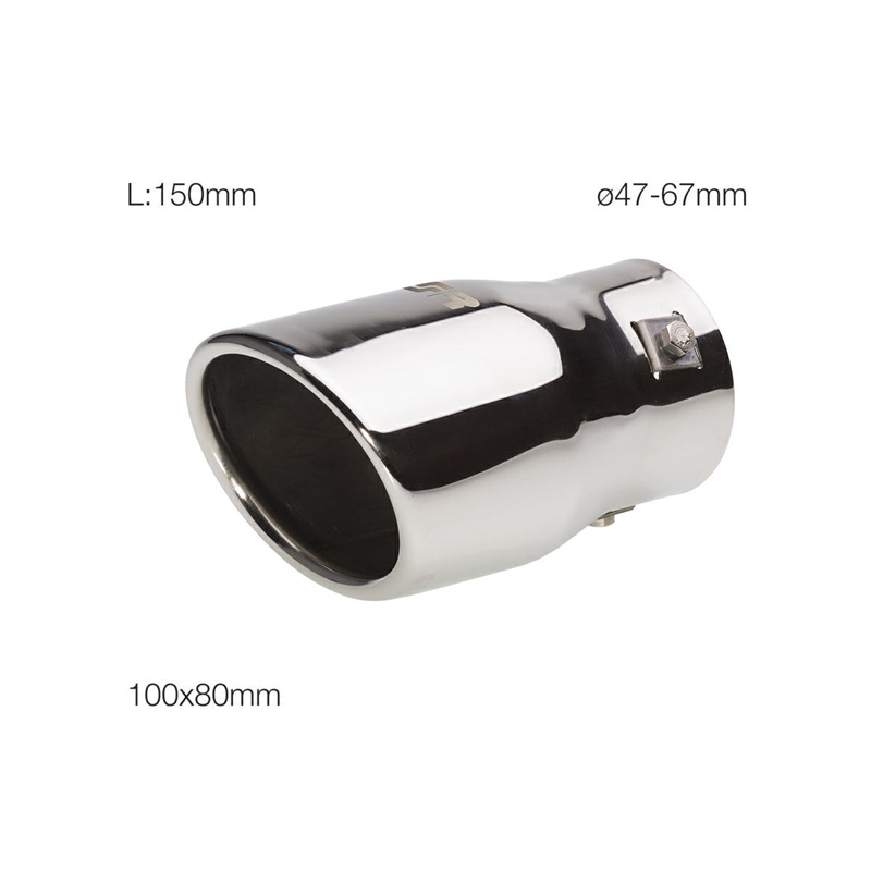 Simoni Racing Embout d'Échappement Ovale/Oblique Inox - 95x82xL147mm - Montage ->65mm
