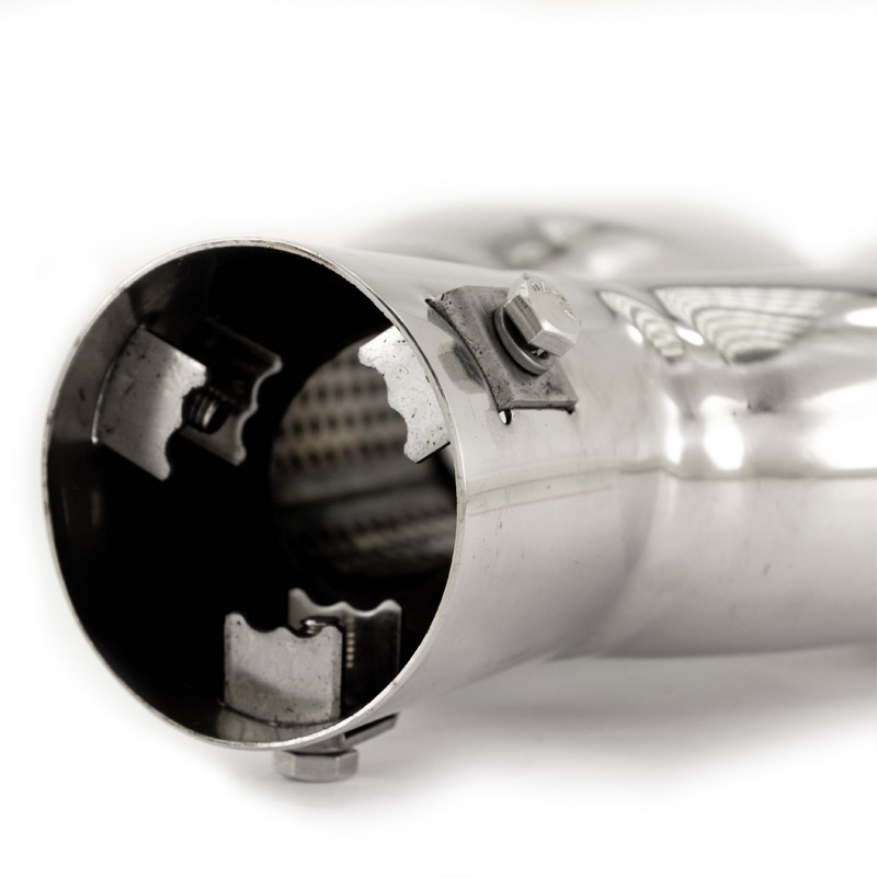 Simoni Racing Embout d'Échappement Ovale Double/Oblique Inox - 167x67xL220mm - Montage 37->57mm - à droite