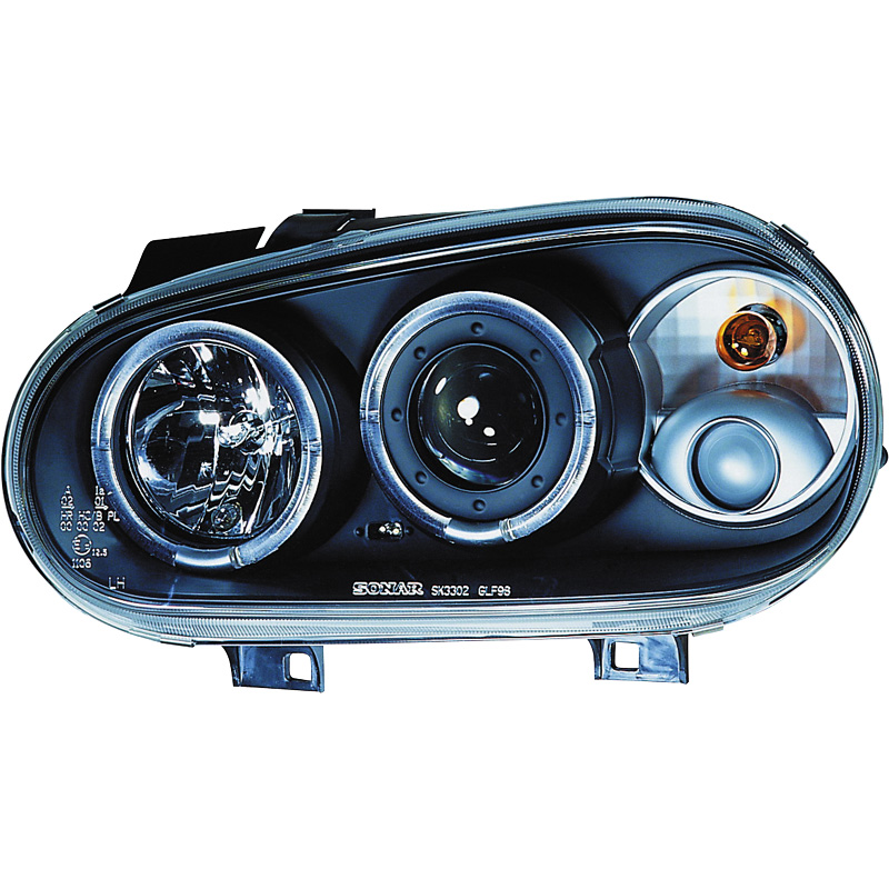 Set de Phares sur mesure pour Volkswagen Golf IV 1998-2003 - Noir - incl. anneaux Angel-Eyes