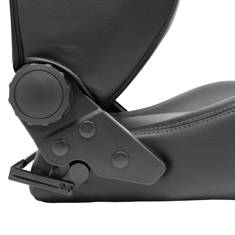 Siège baquet 'VGR' - Simili Cuir Noir + Surpiqûres argent - Dossier réglable - incl. glissières