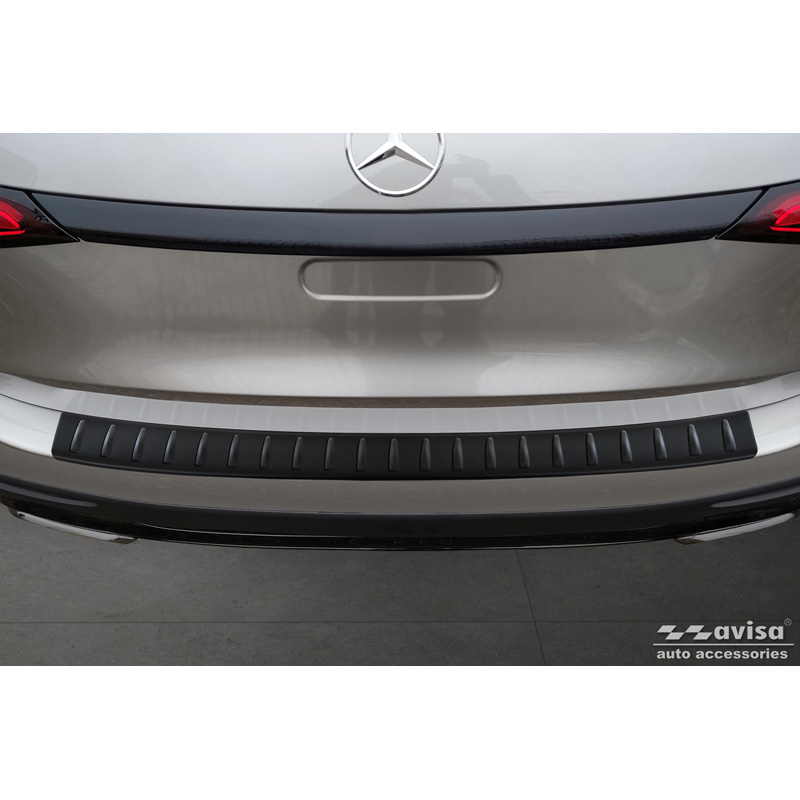 Protection de seuil arrière inox noir mat sur mesure pour Mercedes GLC II (X254) 2022- 'Ribs'