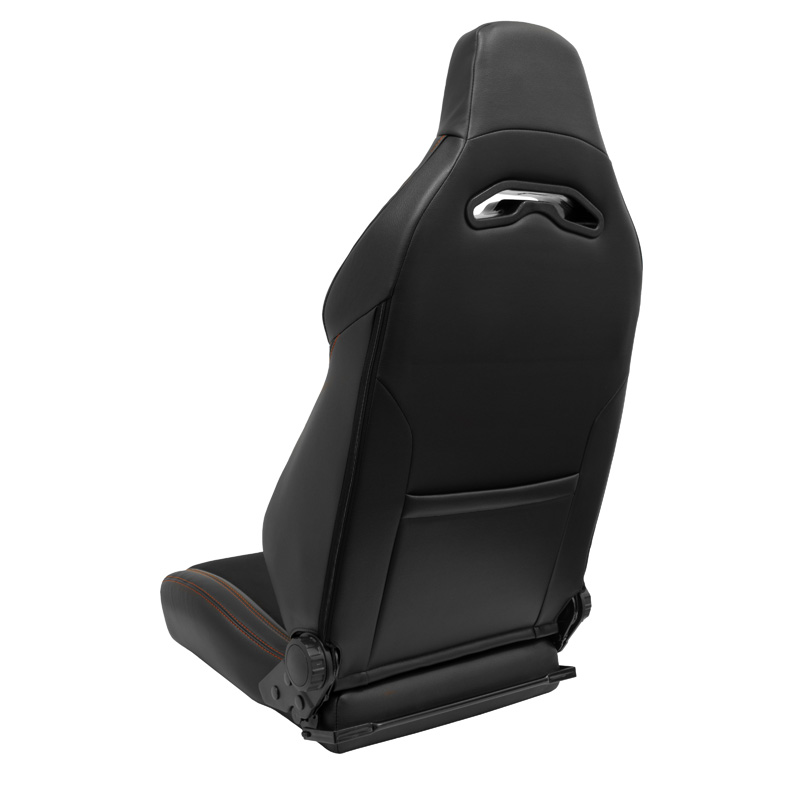 Siège baquet 'VGR Premium' - Cuir & Alcantara Noir + Surpiqûres rouge - Dossier réglable - incl. glissières