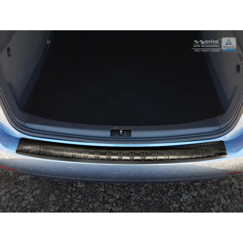 Protection de seuil arrière inox noir sur mesure pour Volkswagen Touran II 2010-2015 'Ribs'