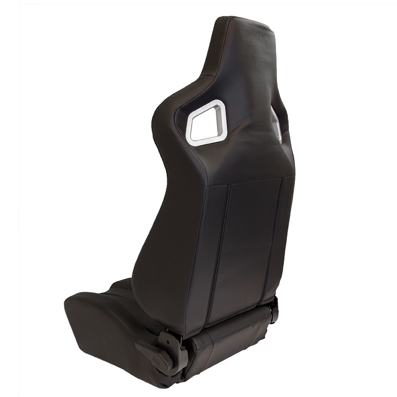 Siège baquet 'RS6-II' - Noir-Mattes Simili Cuir - Dossier réglable - incl. glissières