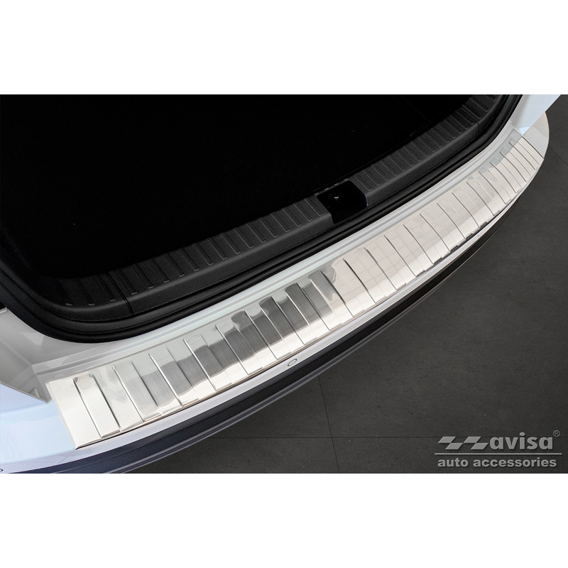 Protection de seuil arrière inox sur mesure pour Skoda Karoq Facelift 2022- + Sportline Facelift 2022- 'Ribs'