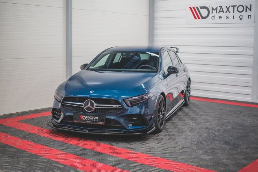 Voorspoiler V.3 Mercedes A35 AMG W177 Maxton Design glans zwart