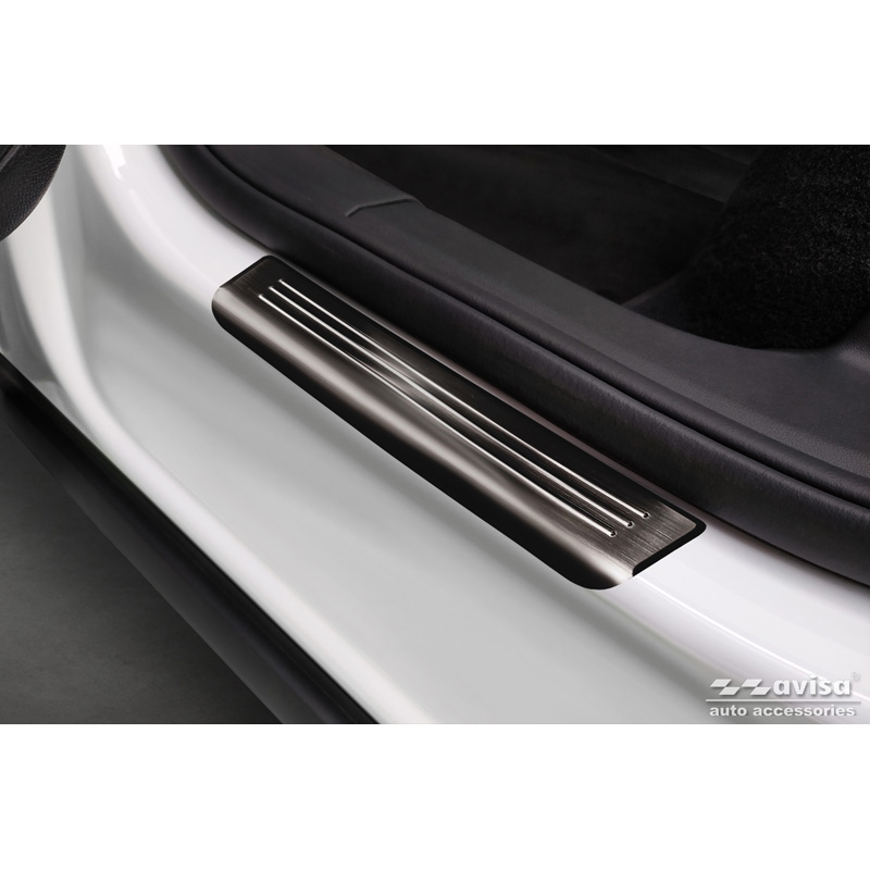 Seuils de portes inoxydable noir sur mesure pour Volkswagen ID.5 2021- - 'Lines' - 4-pièces