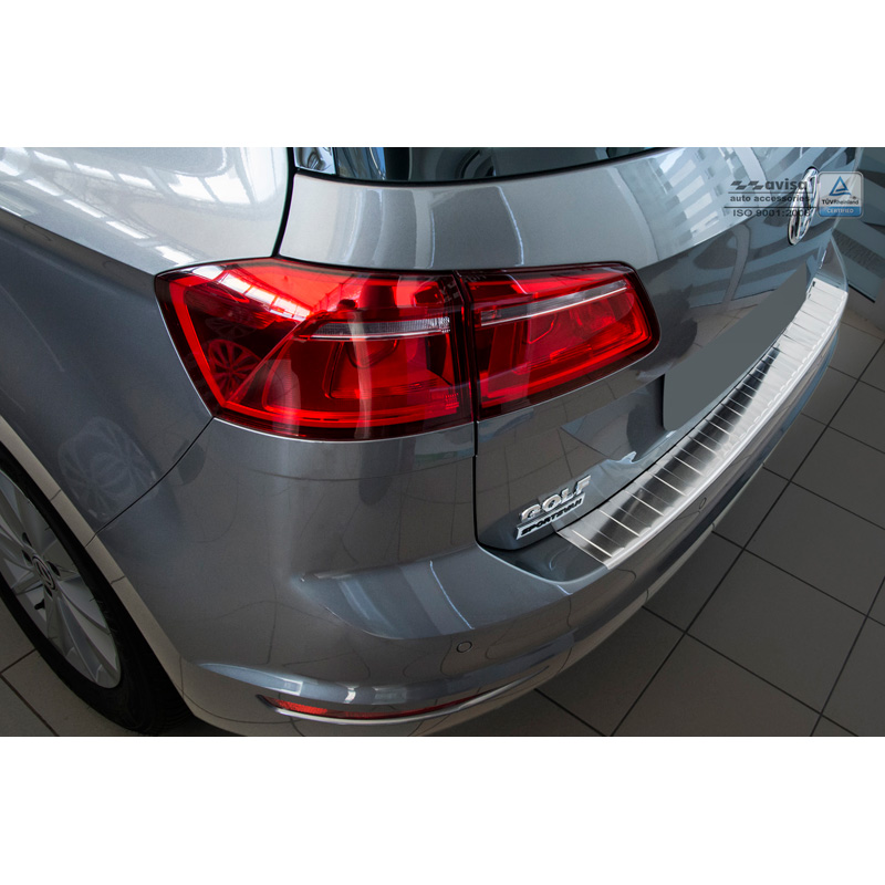 Protection de seuil arrière inox sur mesure pour Volkswagen Golf VII Sportsvan 2014- ' Ribs '
