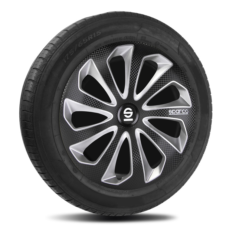 Sparco Enjoliveurs Sicilia - 14-pouces - Noir/Argent/Carbone - Set de 4 pièces