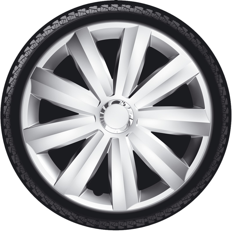 Jeu d'enjoliveurs Venture Pro 13-inch argent + anneau chromé (Nylon)