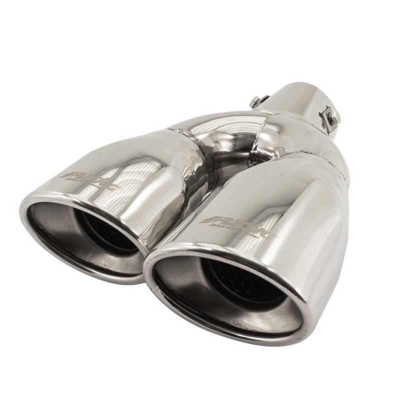 Simoni Racing Embout d'Échappement Ovale Double/Oblique Inox - 167x67xL220mm - Montage 37->57mm - à gauche