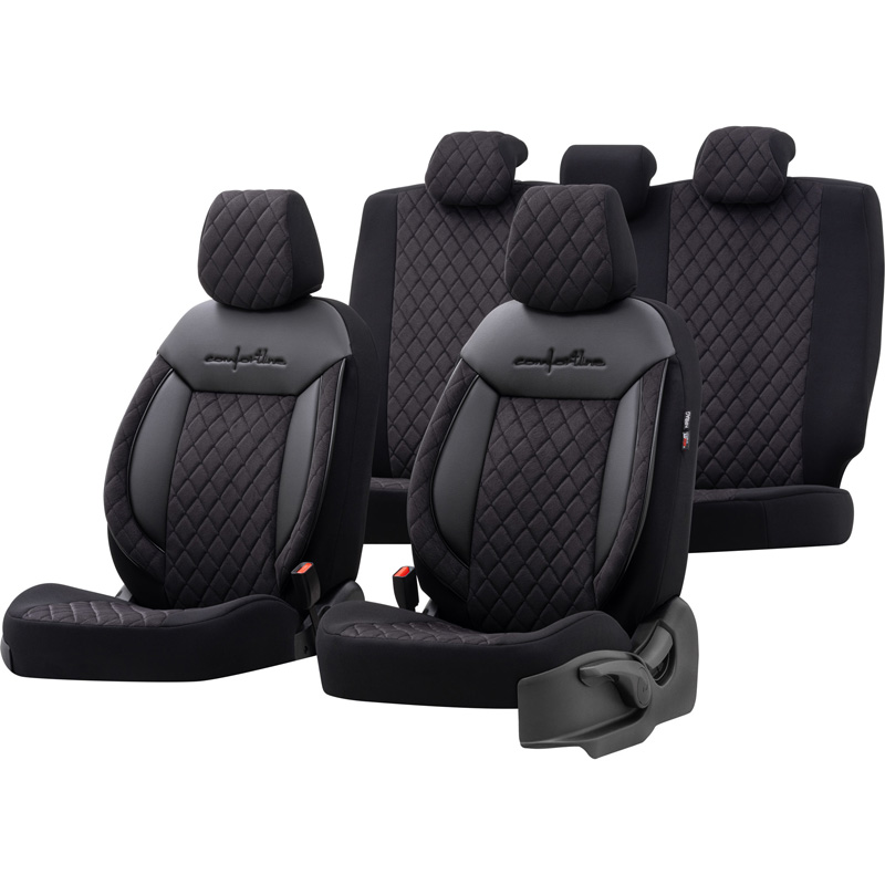 Housse de sièges universel en velours/textile 'Comfortline VIP' Noir - 11-pièces - adapté aux Side-Airbags
