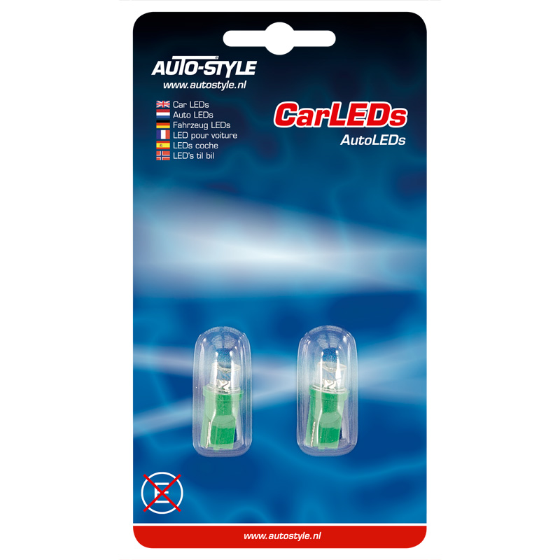T-8 Ampoules LED 12V Vert Wide-Angle, set de 2 pièces