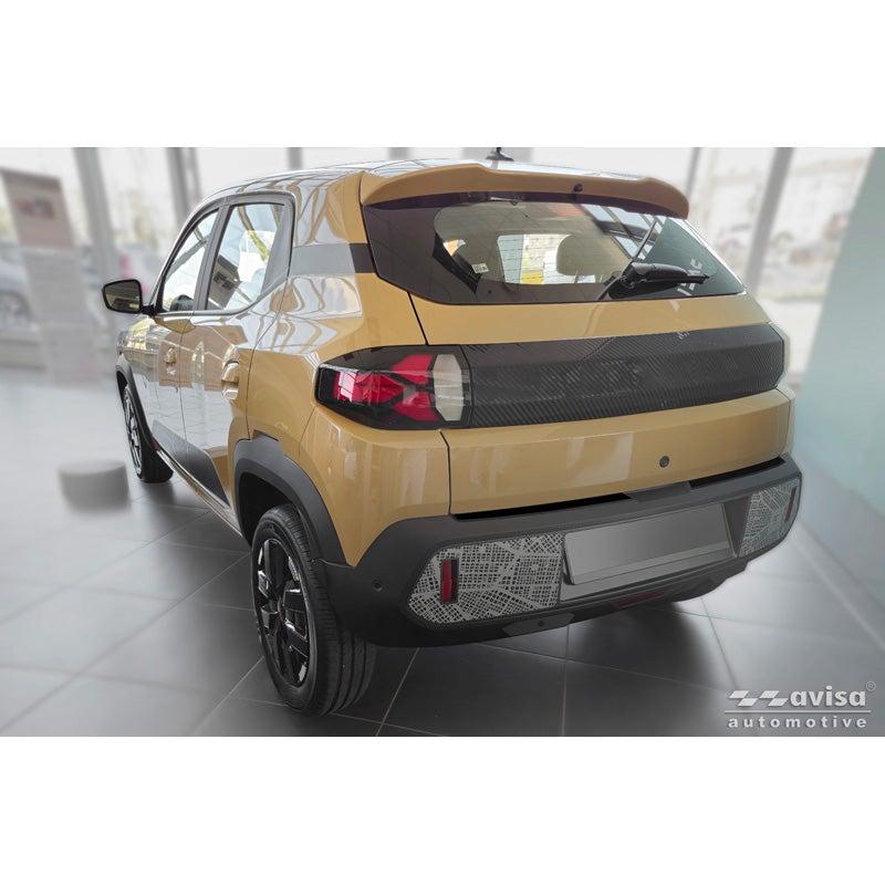 Avisa Protection de Seuil de Coffre Acier Inox sur mesure pour Dacia Spring Facelift 2024- - Noir Mat - 2 pièces
