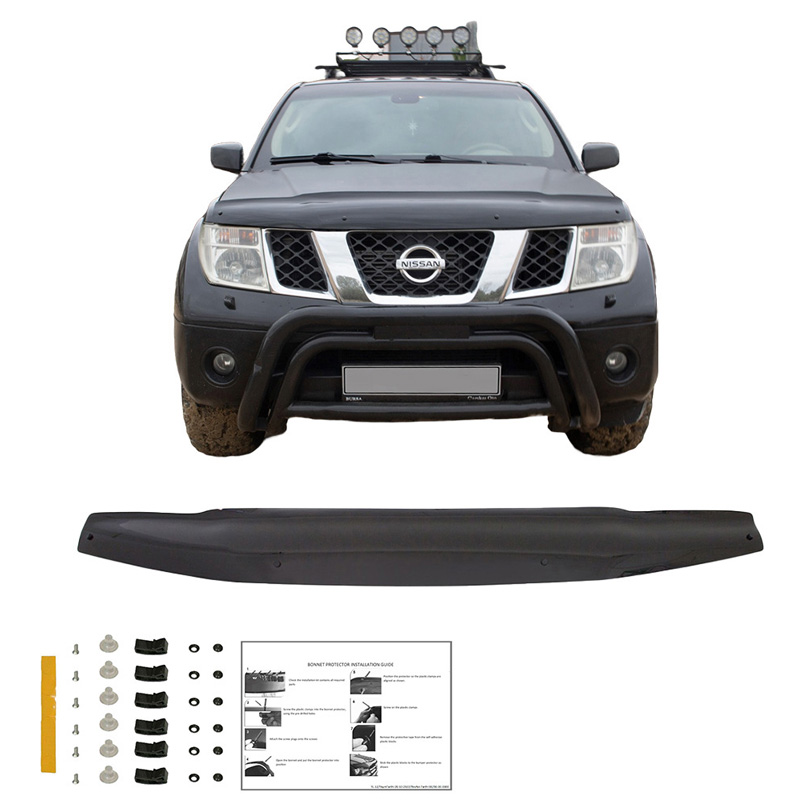 Protection du capot sur mesure pour Nissan Navara D40 2005-2010 - Noir brillant