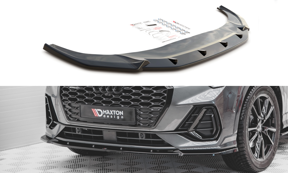 Voorspoiler V.2 AUDI Q3 Sportback S-Line Maxton Glans Zwart