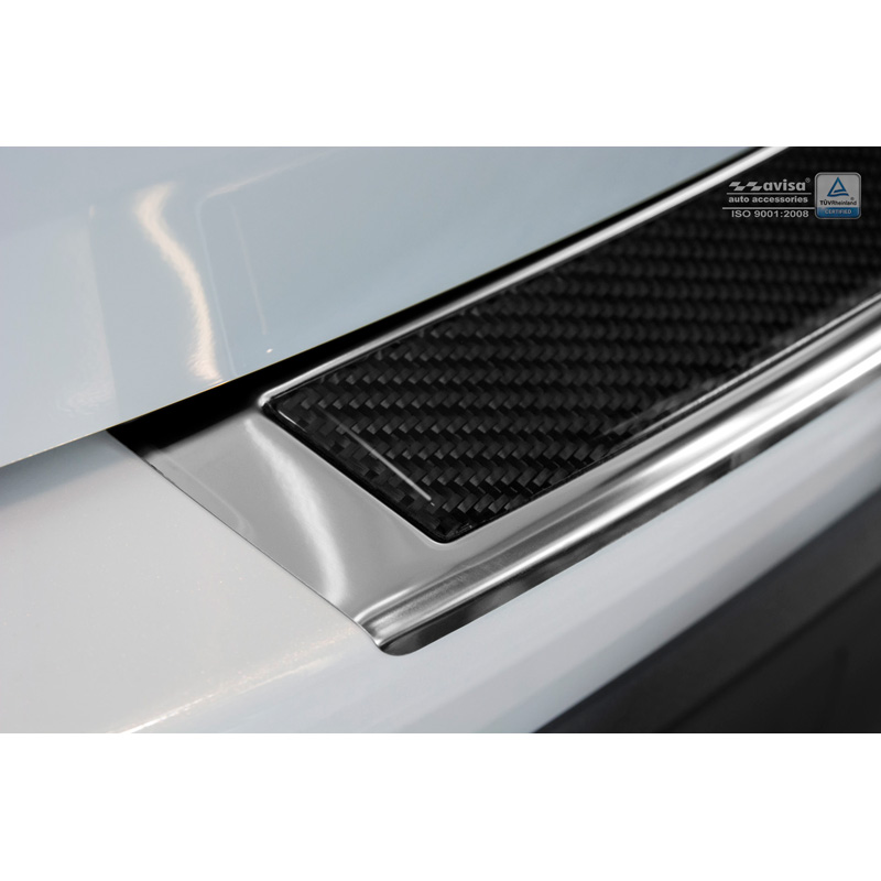 Protection de seuil arrière inox 'Deluxe' sur mesure pour Mazda CX5 2012-2017 Chromé/Carboné noir