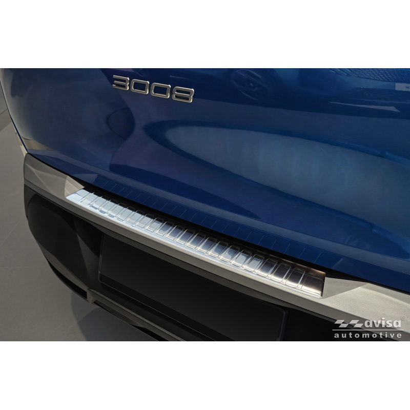 Protection de seuil arrière inox sur mesure pour Peugeot 3008 III 2024- 'Ribs'