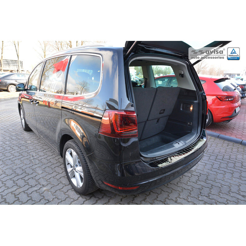 Protection de seuil arrière inox Chrome sur mesure pour Seat Alhambra & Volkswagen Sharan II 2010- 'Ribs'