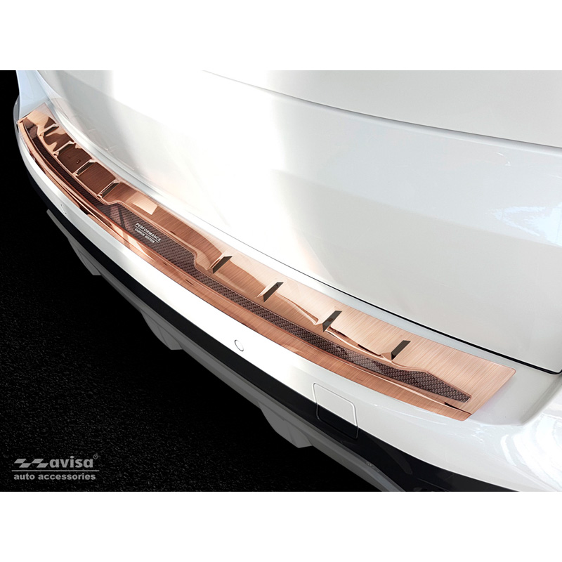 Protection de seuil arrière inox 'Deluxe' sur mesure pour BMW X5 G05 Paquet M 2018- 'Performance' excl. M-Competition Cuivre Brossé/Carbone Cuivre