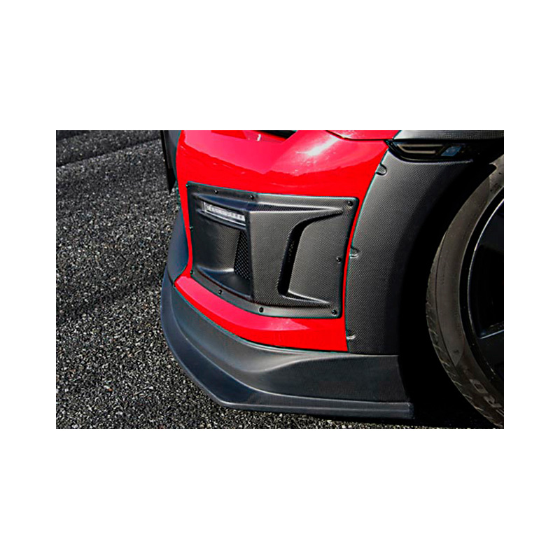 Chargespeed Prises d'air pare-chocs avant avec LED DRL's & Clignoteurs sur mesure pour Nissan GT-R R35 2007-2010 - FRP noir