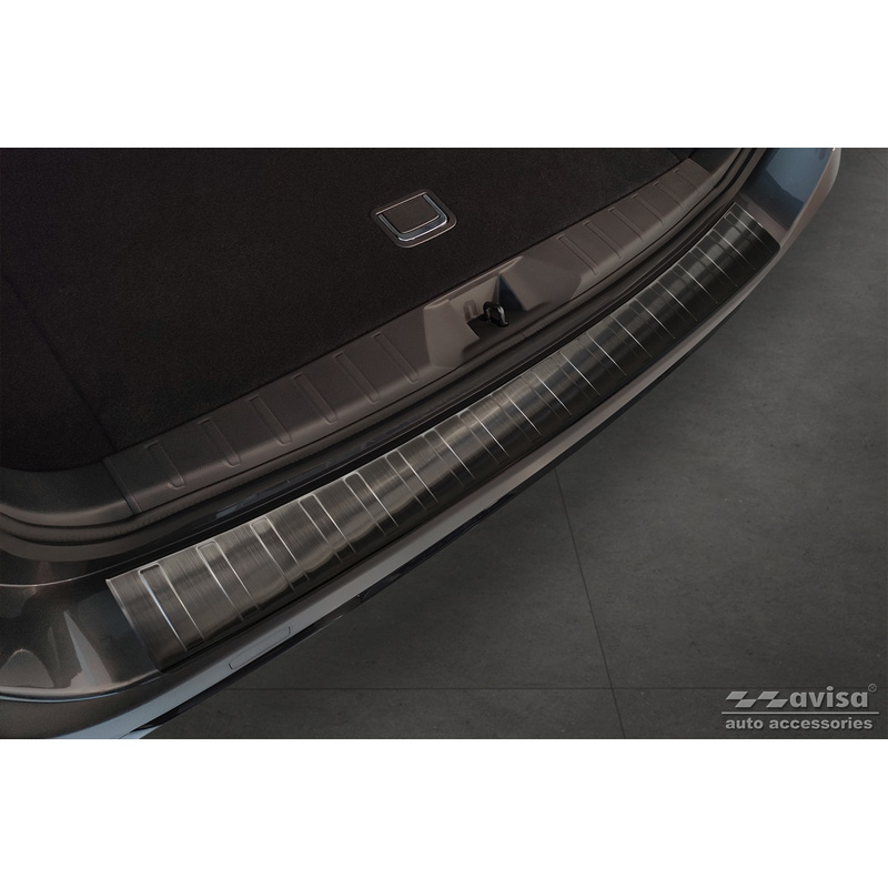 Protection de seuil arrière inox noir sur mesure pour Subaru Outback (BT) 2020- 'Ribs'