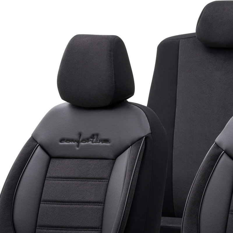 Housse de sièges universel en velours/textile 'Comfortline' Noir - 11-pièces - adapté aux Side-Airbags