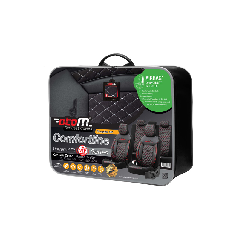 Housse de sièges universel en velours/textile 'Comfortline VIP' Noir - 11-pièces - adapté aux Side-Airbags