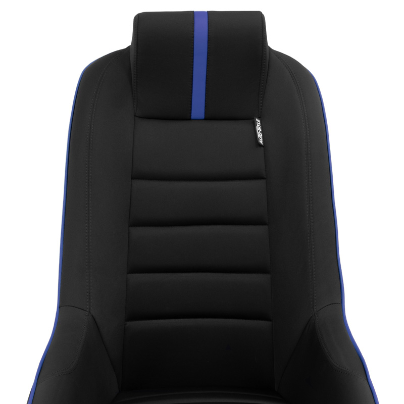 Siège baquet 'Classic RS' - Noir/Bleu - Dossier fixe + Appuie-tête intégré - incl. glissières