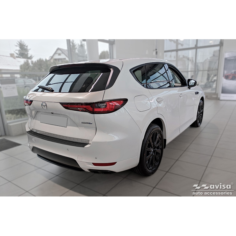 Protection de seuil arrière inox noir mat sur mesure pour Mazda CX-60 (KH) 2022- 'Ribs'