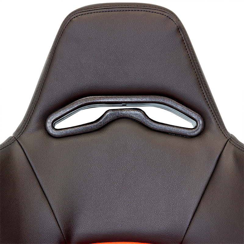 Siège baquet 'Eco' - Noir/Simili Cuir Rouge - Dossier réglable (à droite) - incl. glissières