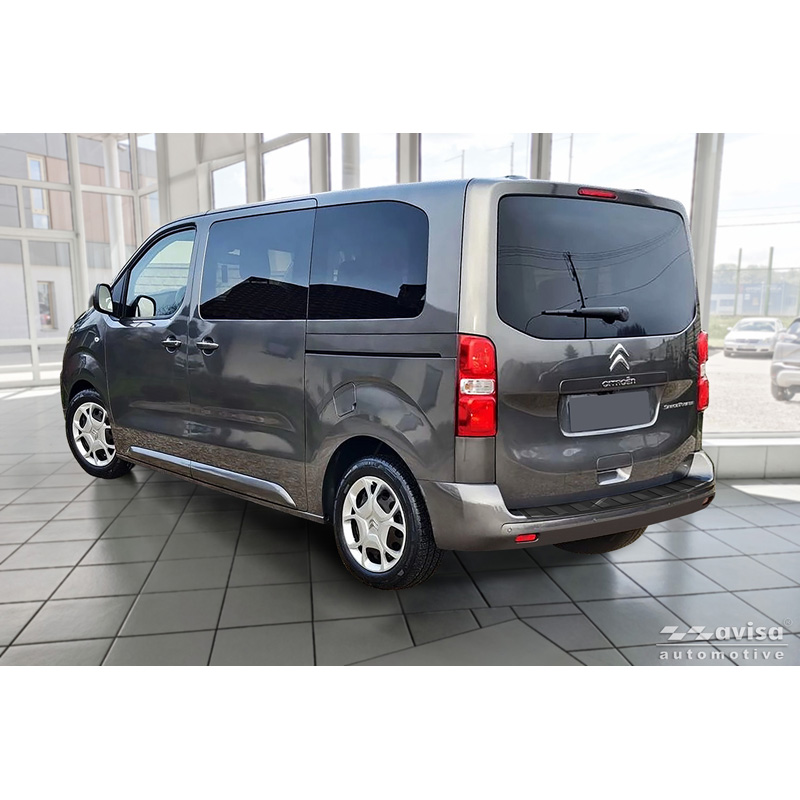 Avisa Protection de seuil arrière inox noir sur mesure pour Citroën Space Tourer & Jumpy 2016- / Peugeot Traveller & Expert 2016- / Toyota Proace Verso 2016- / Opel Vivaro & Zafira Life 2019-