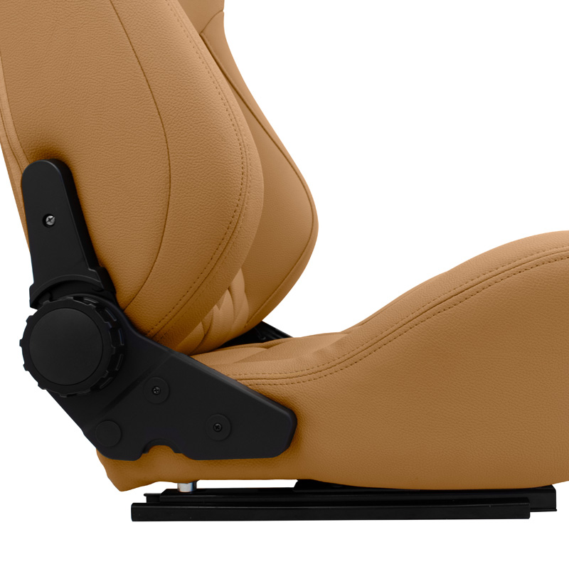 Siège baquet 'GK' - Beige Simili Cuir - Dossier réglable - incl. glissières
