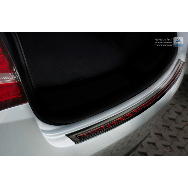 Protection de seuil arrière inox 'Deluxe' sur mesure pour Mercedes GLE Coupé 2015- Noir/Carboné noir-rouge