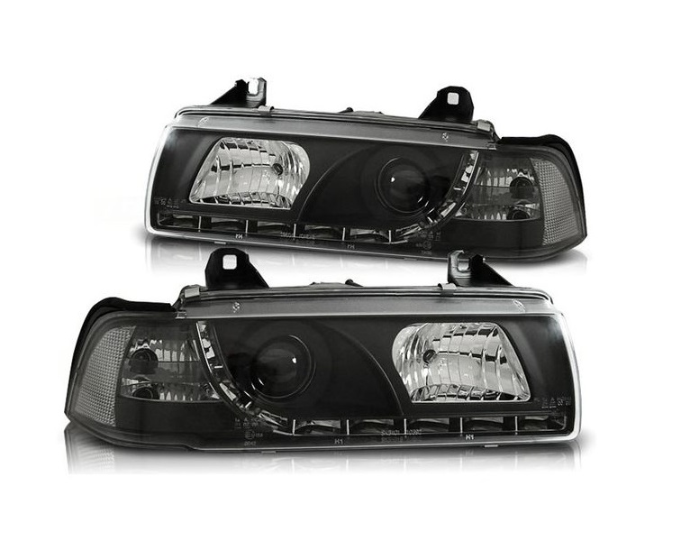 Headlights BMW E36 Sedan Devil Eyes Dlite LED Black