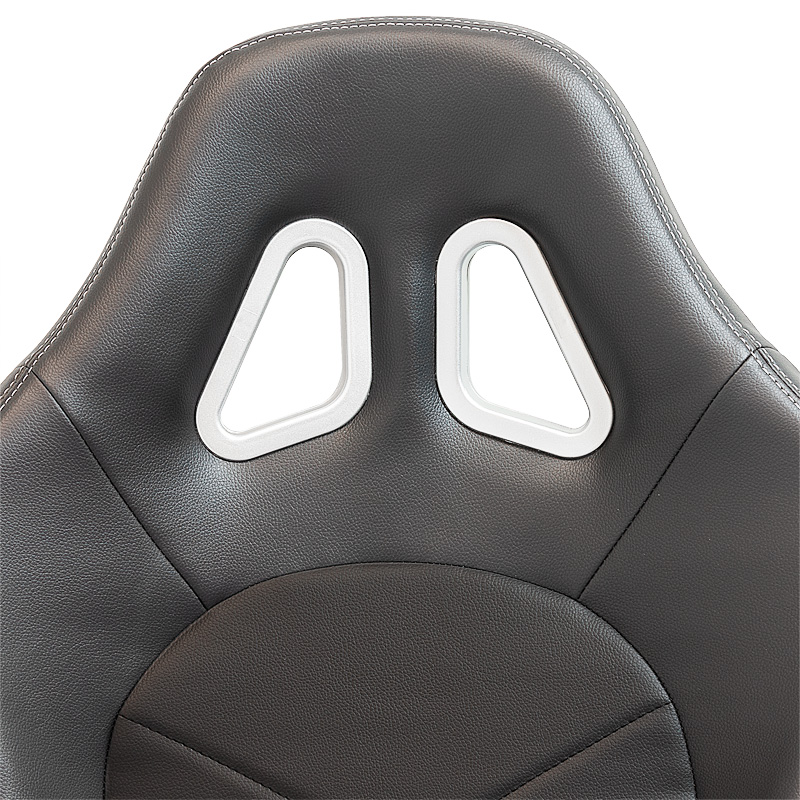 Siège baquet 'TN' - Simili Cuir Noir + Surpiqûres argent - Dossier réglable - incl. glissières