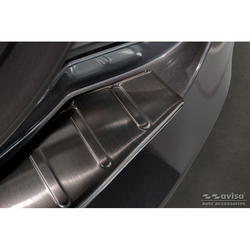 Protection de seuil arrière inox noir sur mesure pour Tesla Model S 2012- 'Ribs'