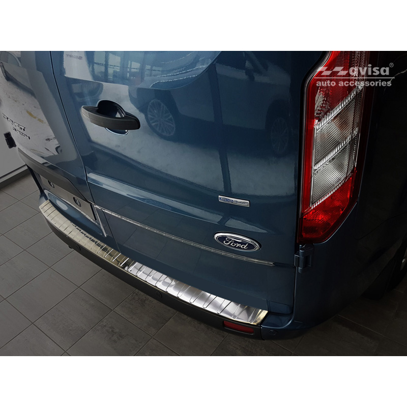 Protection de seuil arrière inox sur mesure pour Ford Transit/Tourneo Custom 2012-2018 & 2018-2023 'Ribs'