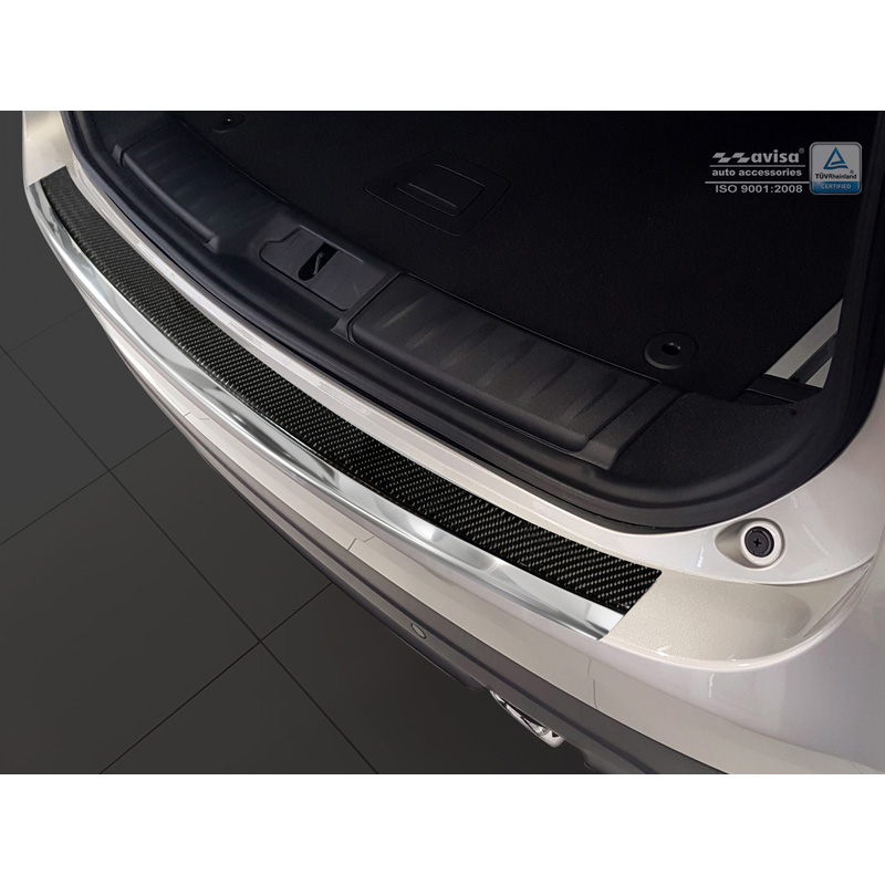 Protection de seuil arrière inox 'Deluxe' sur mesure pour Jaguar F-Pace 2016-2020 & FL 2020- Chromé/Carboné noir
