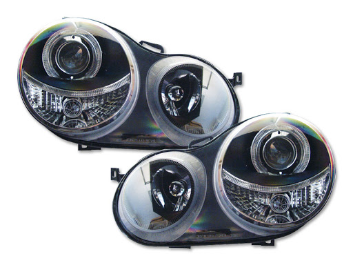Phares VW Polo 9N 01-05 Angel Eyes noire
